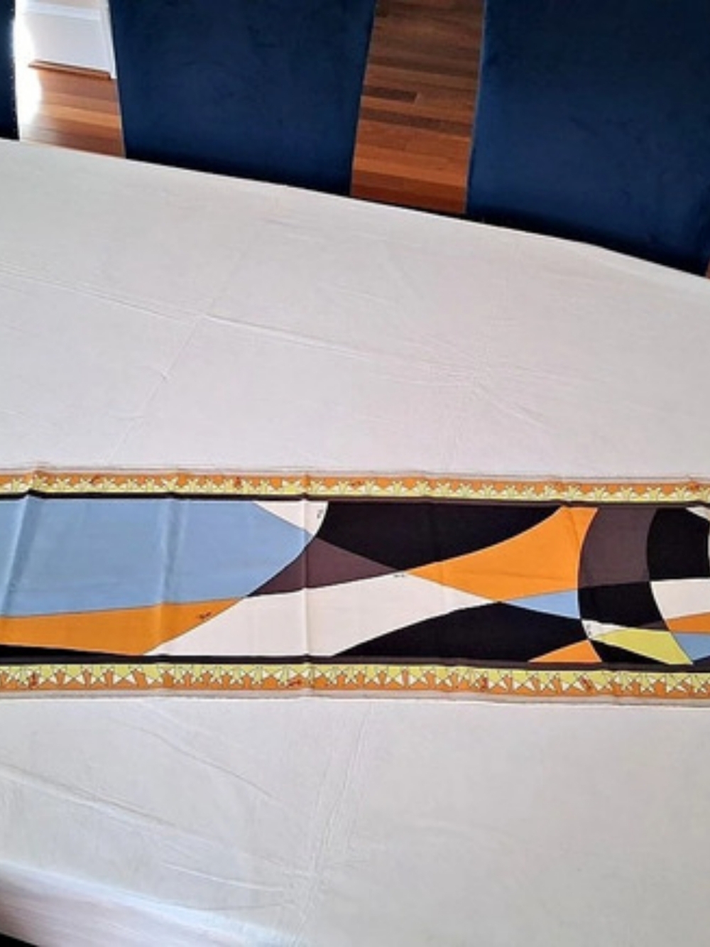 Emilio Pucci Silk Geometric Scarf in Orange & Black